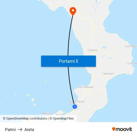 Palmi to Aieta map