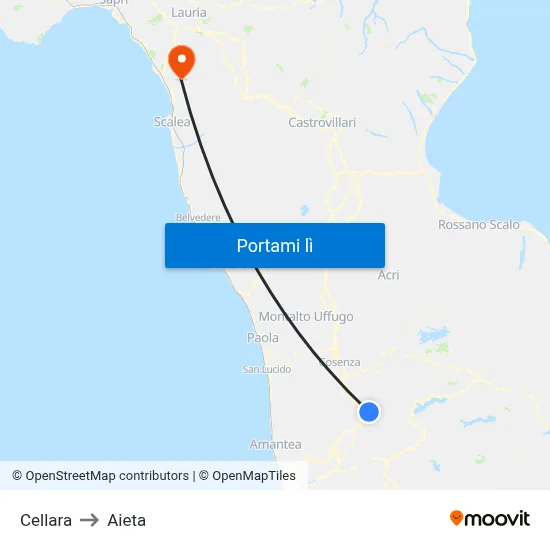 Cellara to Aieta map