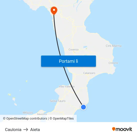 Caulonia to Aieta map