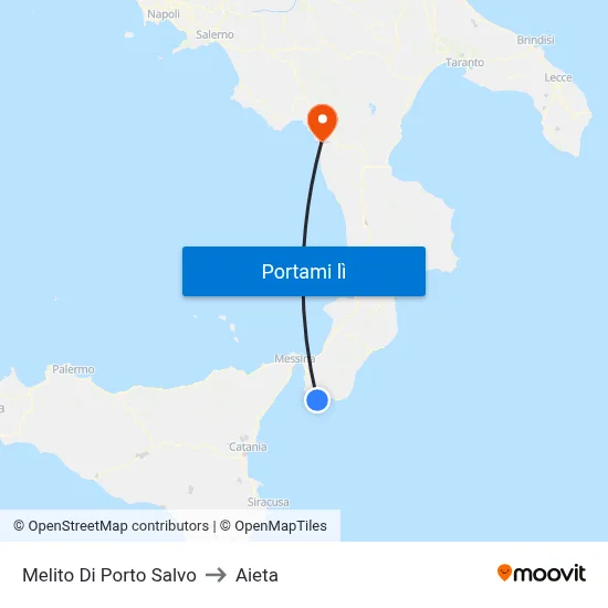 Melito Di Porto Salvo to Aieta map
