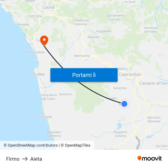 Firmo to Aieta map