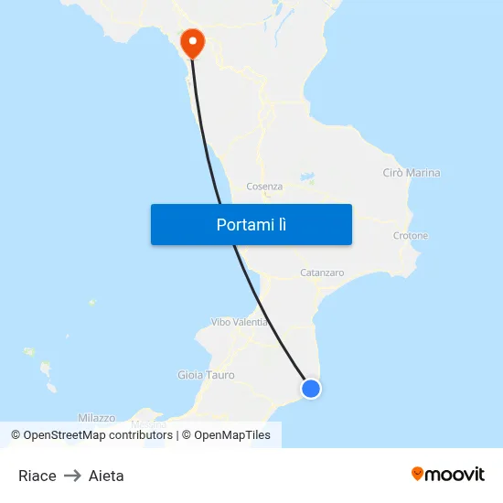 Riace to Aieta map