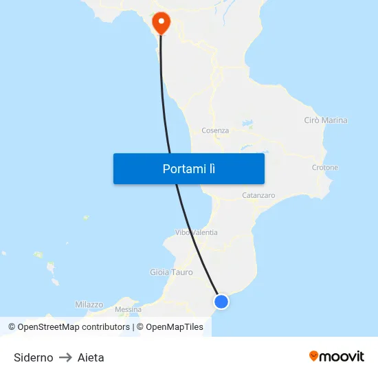 Siderno to Aieta map