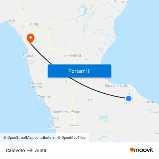 Caloveto to Aieta map