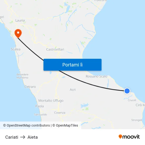 Cariati to Aieta map