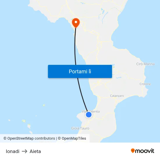 Ionadi to Aieta map