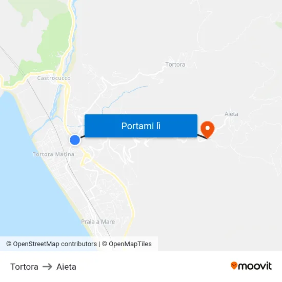 Tortora to Aieta map