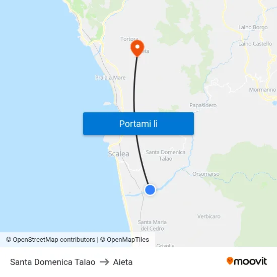Santa Domenica Talao to Aieta map