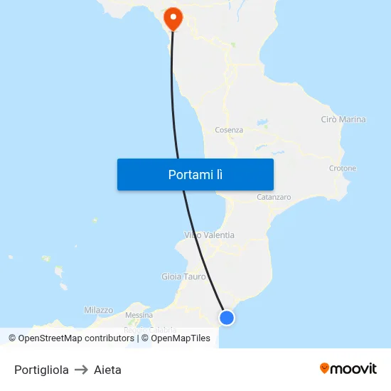 Portigliola to Aieta map