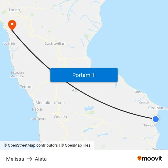 Melissa to Aieta map