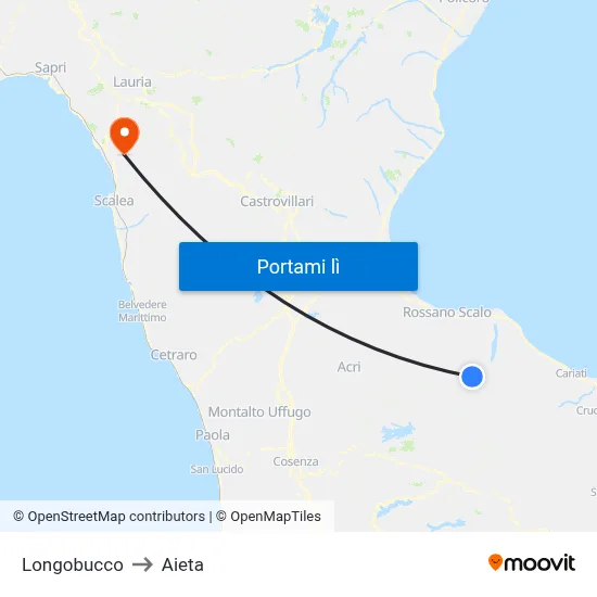 Longobucco to Aieta map