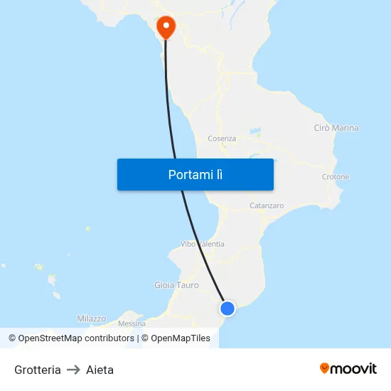 Grotteria to Aieta map