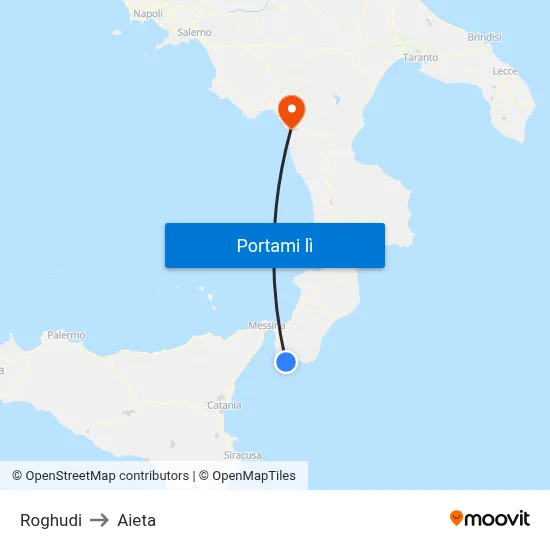 Roghudi to Aieta map