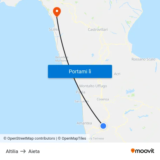 Altilia to Aieta map