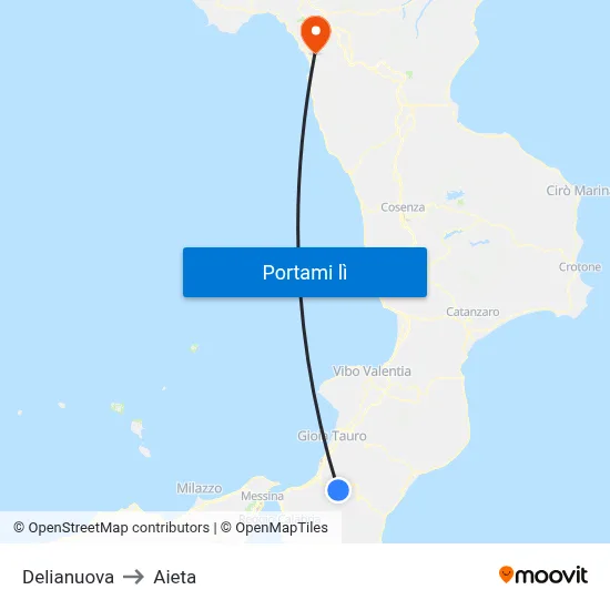 Delianuova to Aieta map