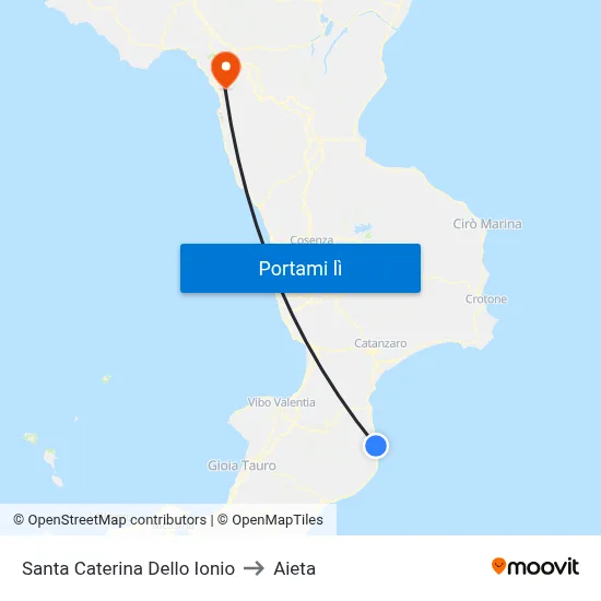 Santa Caterina Dello Ionio to Aieta map