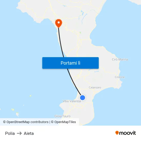 Polia to Aieta map