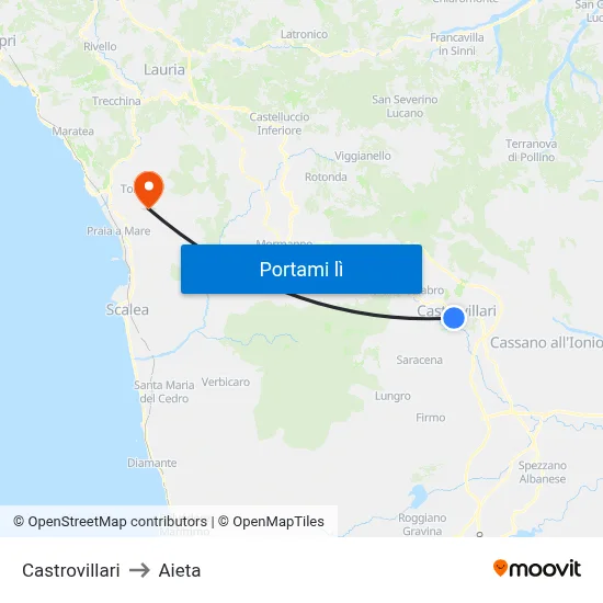 Castrovillari to Aieta map