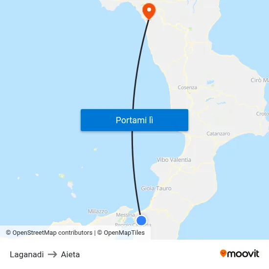 Laganadi to Aieta map