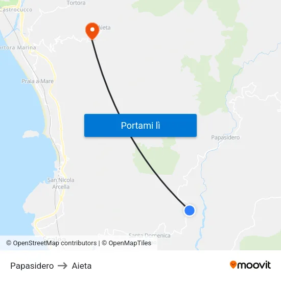 Papasidero to Aieta map