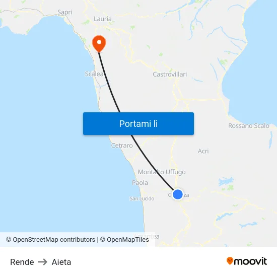 Rende to Aieta map