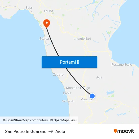 San Pietro In Guarano to Aieta map