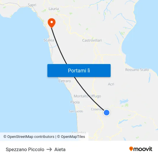 Spezzano Piccolo to Aieta map