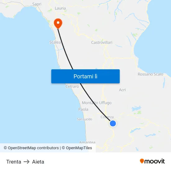 Trenta to Aieta map