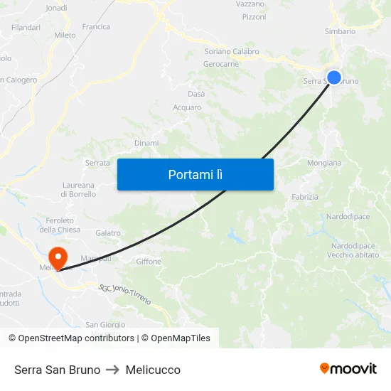 Serra San Bruno to Melicucco map