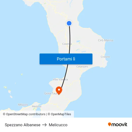 Spezzano Albanese to Melicucco map