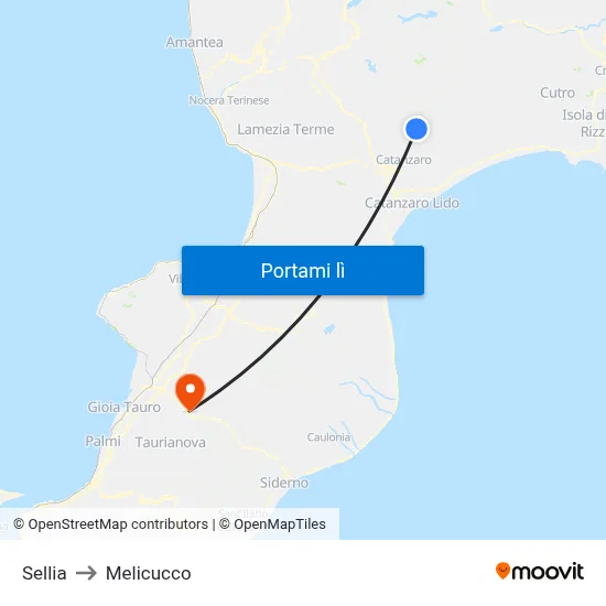 Sellia to Melicucco map