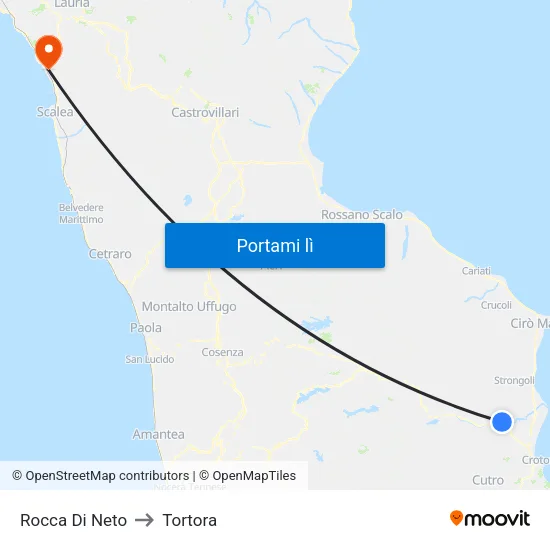 Rocca Di Neto to Tortora map