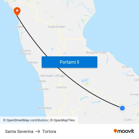 Santa Severina to Tortora map