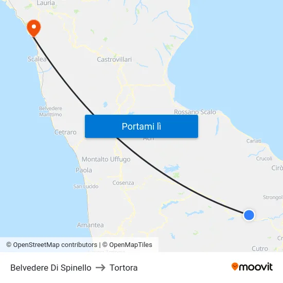 Belvedere Di Spinello to Tortora map