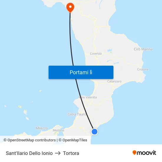 Sant'Ilario Dello Ionio to Tortora map
