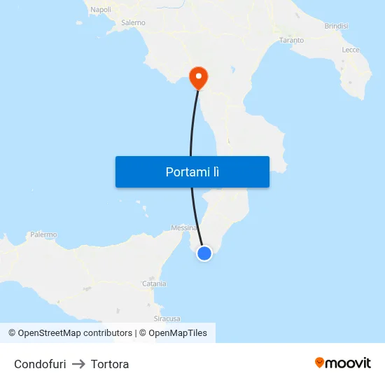 Condofuri to Tortora map