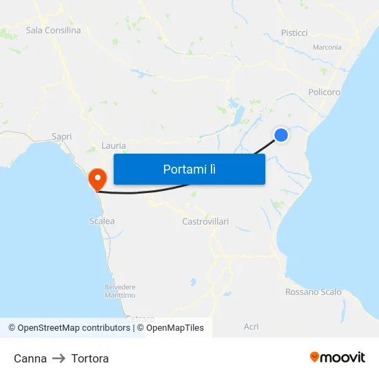 Canna to Tortora map