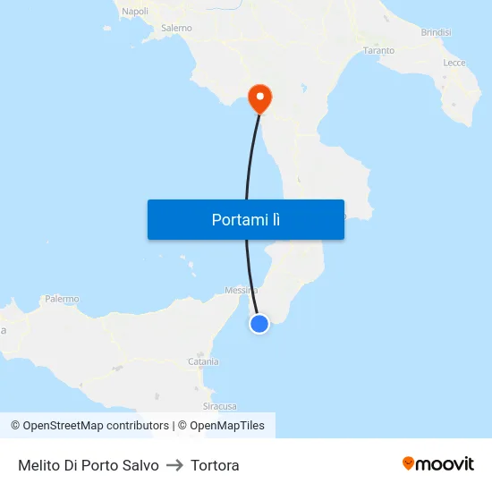 Melito Di Porto Salvo to Tortora map
