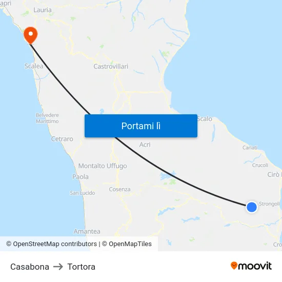 Casabona to Tortora map