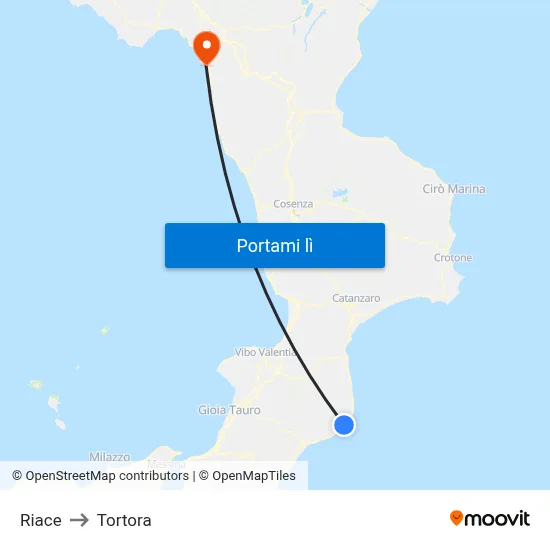 Riace to Tortora map