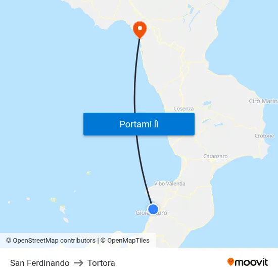 San Ferdinando to Tortora map