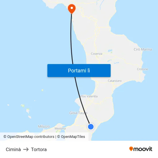 Ciminà to Tortora map
