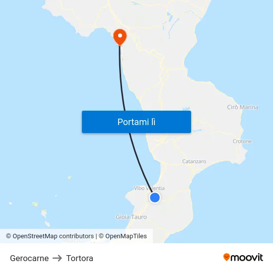 Gerocarne to Tortora map