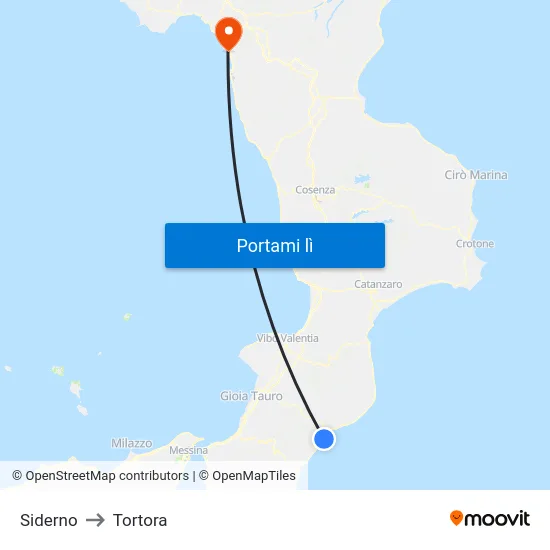 Siderno to Tortora map
