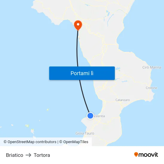 Briatico to Tortora map