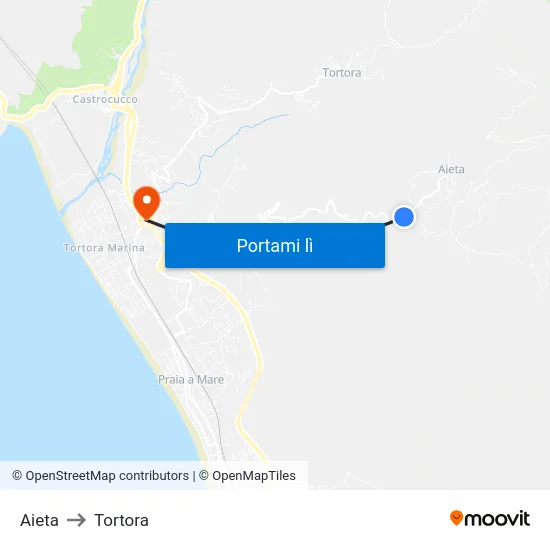 Aieta to Tortora map