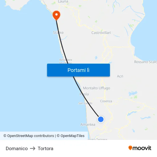 Domanico to Tortora map