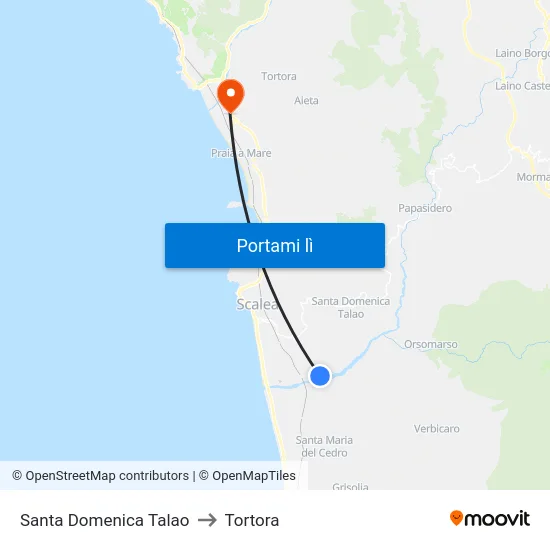 Santa Domenica Talao to Tortora map