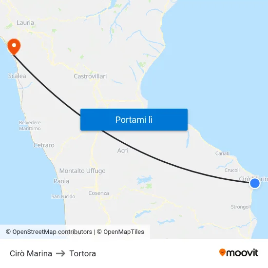Cirò Marina to Tortora map