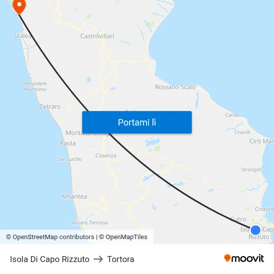 Isola Di Capo Rizzuto to Tortora map